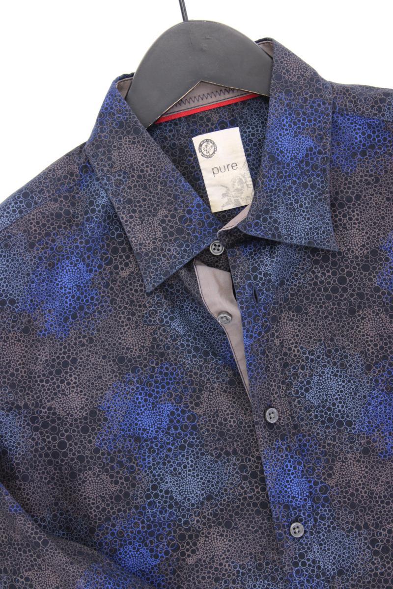 Pure Hatico Langarmhemd für Herren Gr. Hemdgröße 41/42 blau aus Baumwolle