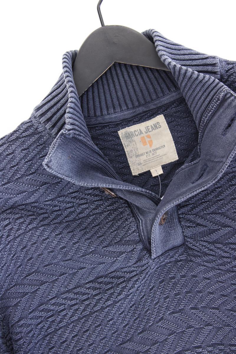 Garcia Jeans Feinstrickpullover für Herren Gr. L blau aus Baumwolle