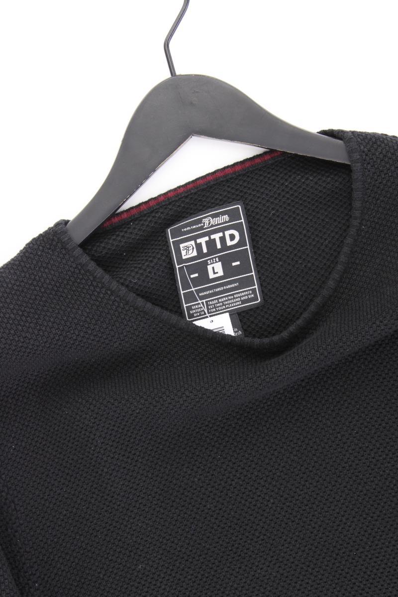 Tom Tailor (Denim) Feinstrickpullover für Herren Gr. L schwarz aus Baumwolle