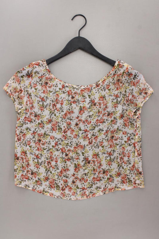 Mango Chiffonbluse Gr. M mit Blumenmuster Kurzarm mehrfarbig