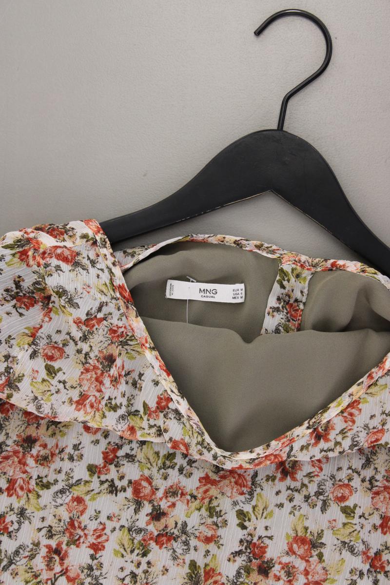 Mango Chiffonbluse Gr. M mit Blumenmuster Kurzarm mehrfarbig