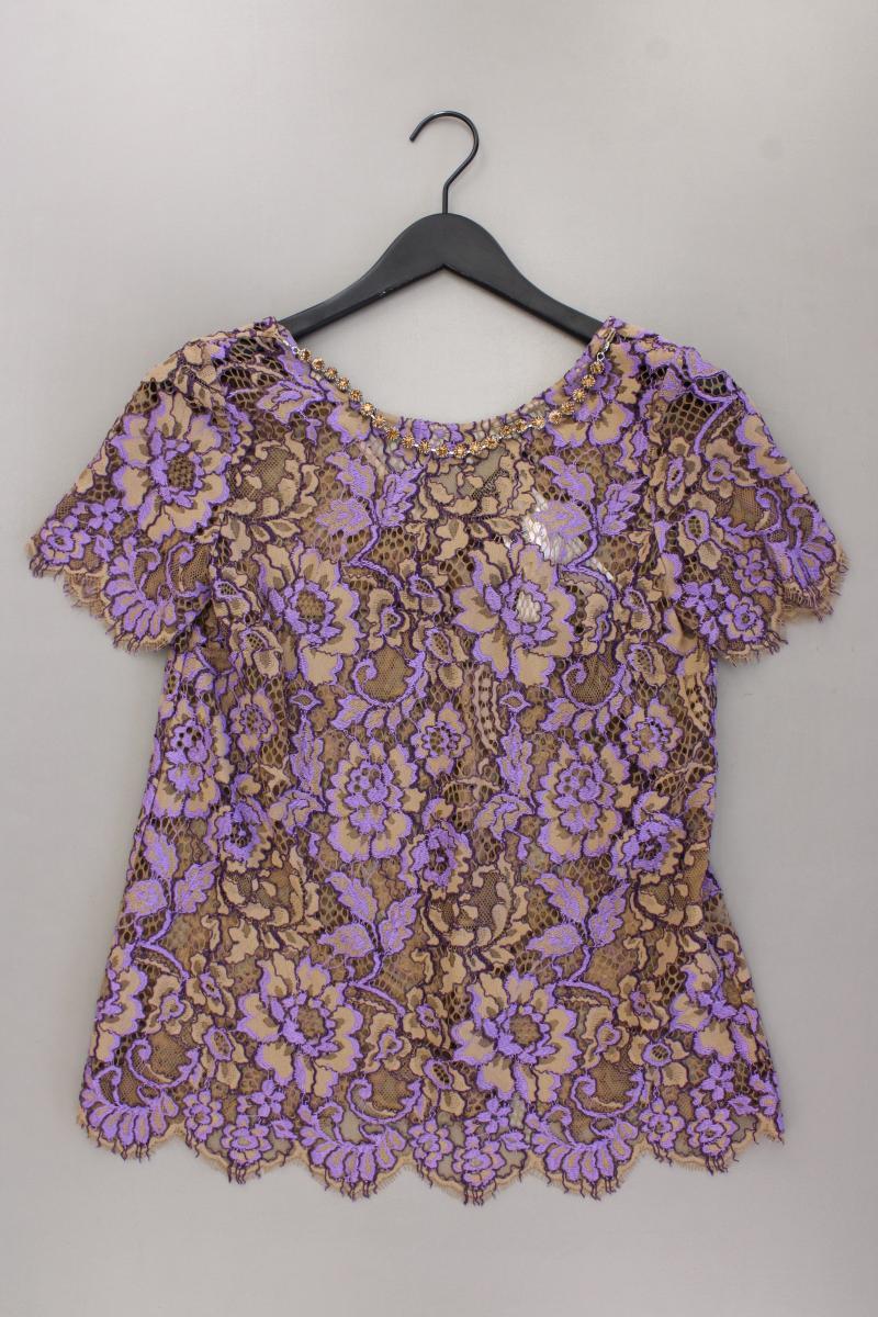 Twin Set Spitzenbluse Gr. IT 42 (S) Kurzarm lila aus Polyamid