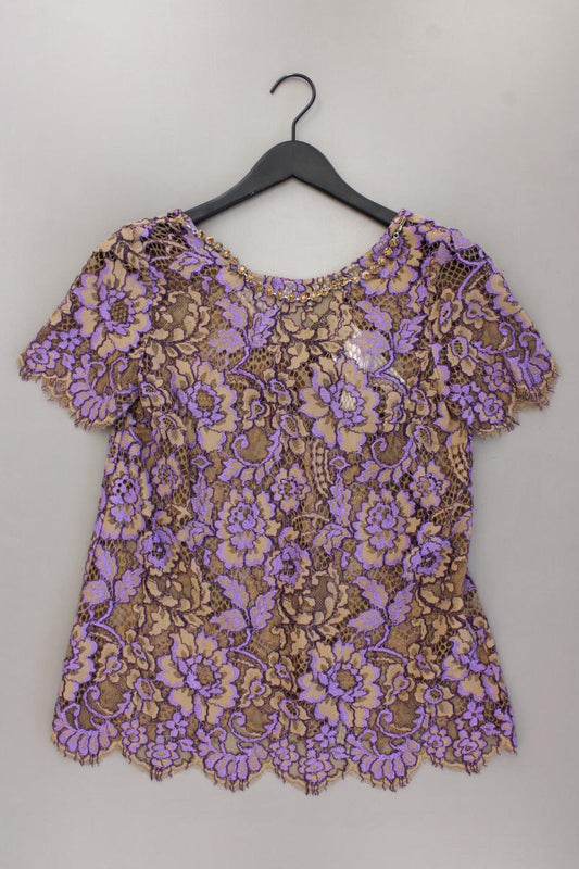 Twin Set Spitzenbluse Gr. IT 42 (S) Kurzarm lila aus Polyamid