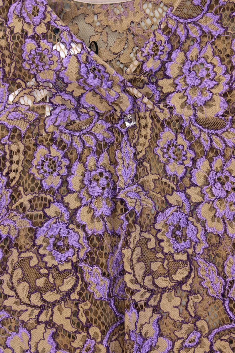 Twin Set Spitzenbluse Gr. IT 42 (S) Kurzarm lila aus Polyamid