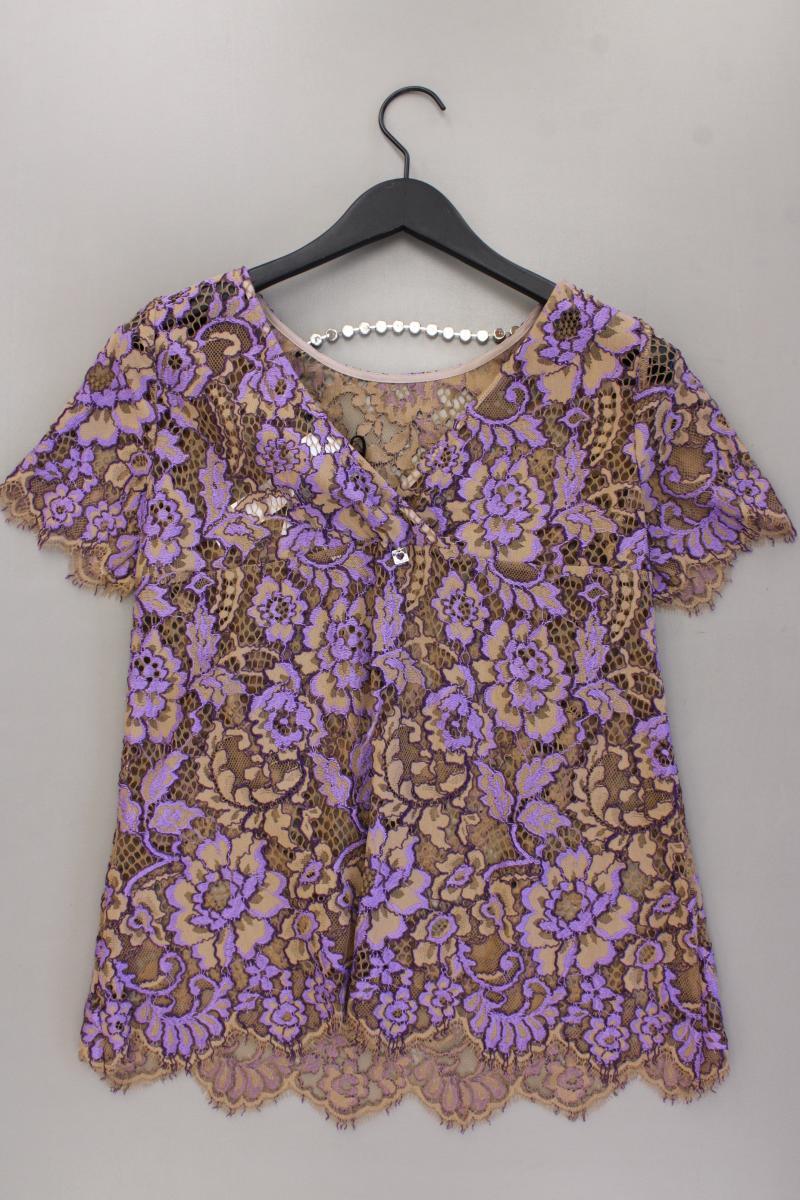 Twin Set Spitzenbluse Gr. IT 42 (S) Kurzarm lila aus Polyamid