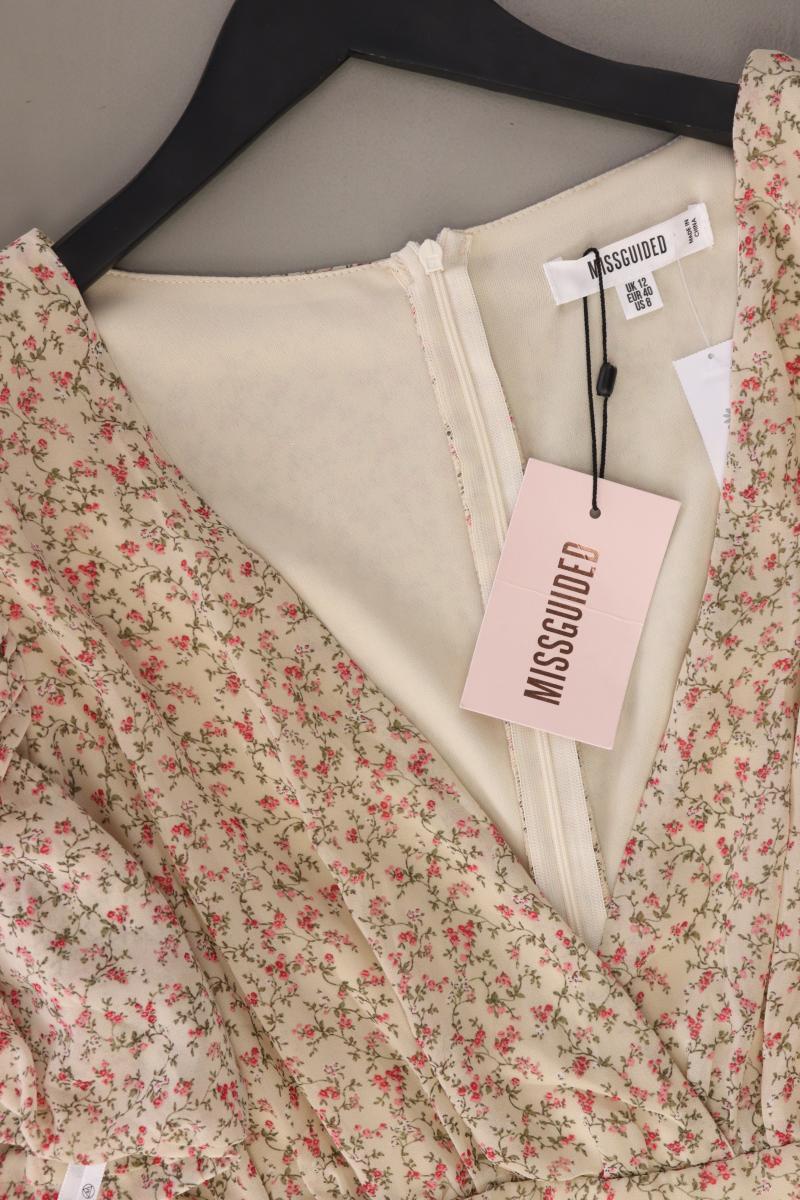 MISSGUIDED Kurzarmkleid Gr. 40 mit Blumenmuster neu mit Etikett creme