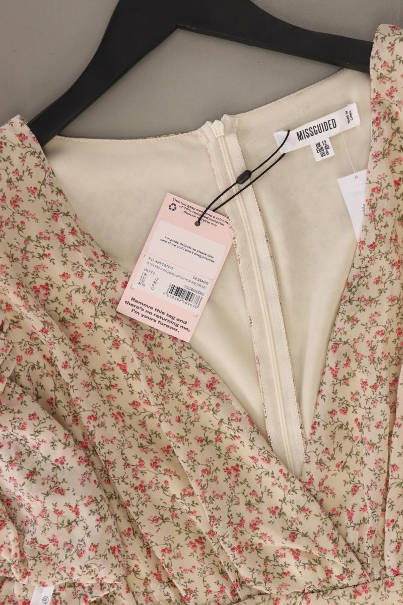 MISSGUIDED Kurzarmkleid Gr. 40 mit Blumenmuster neu mit Etikett creme