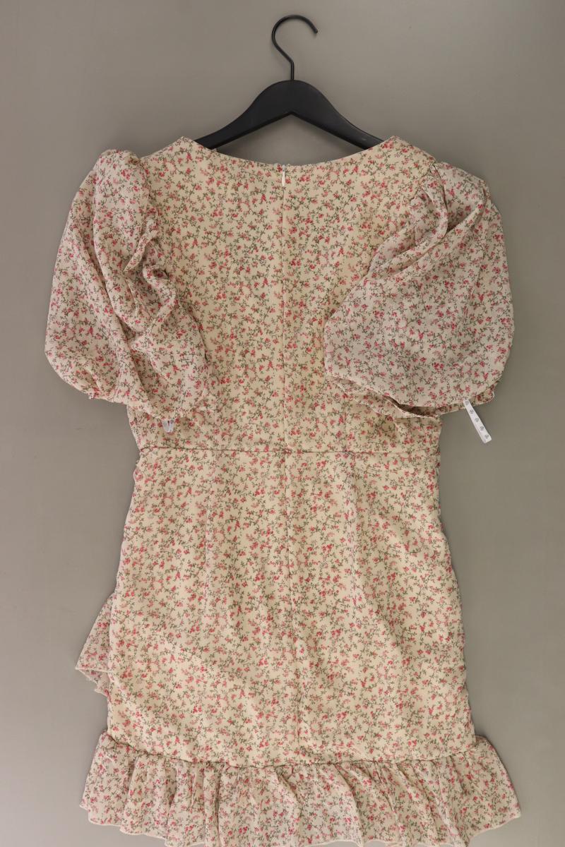 MISSGUIDED Kurzarmkleid Gr. 40 mit Blumenmuster neu mit Etikett creme
