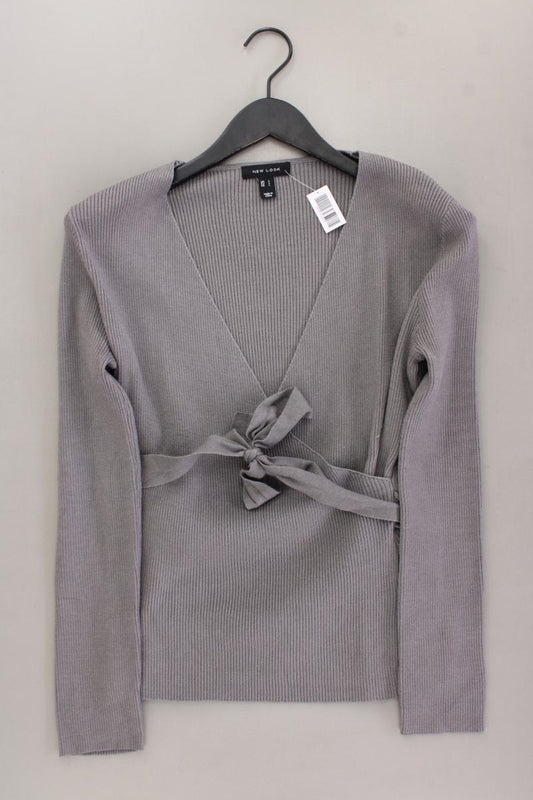 New Look Shirt mit V-Ausschnitt Gr. L Langarm grau aus Viskose
