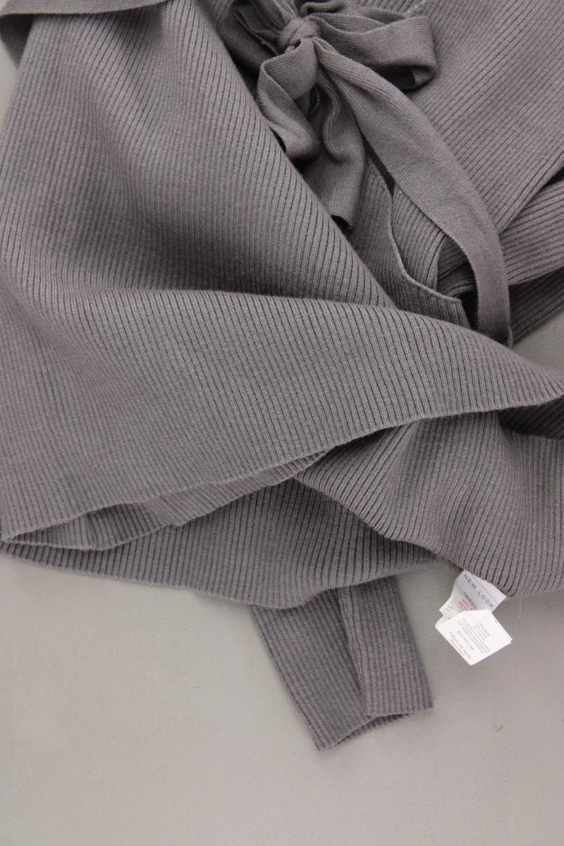 New Look Shirt mit V-Ausschnitt Gr. L Langarm grau aus Viskose