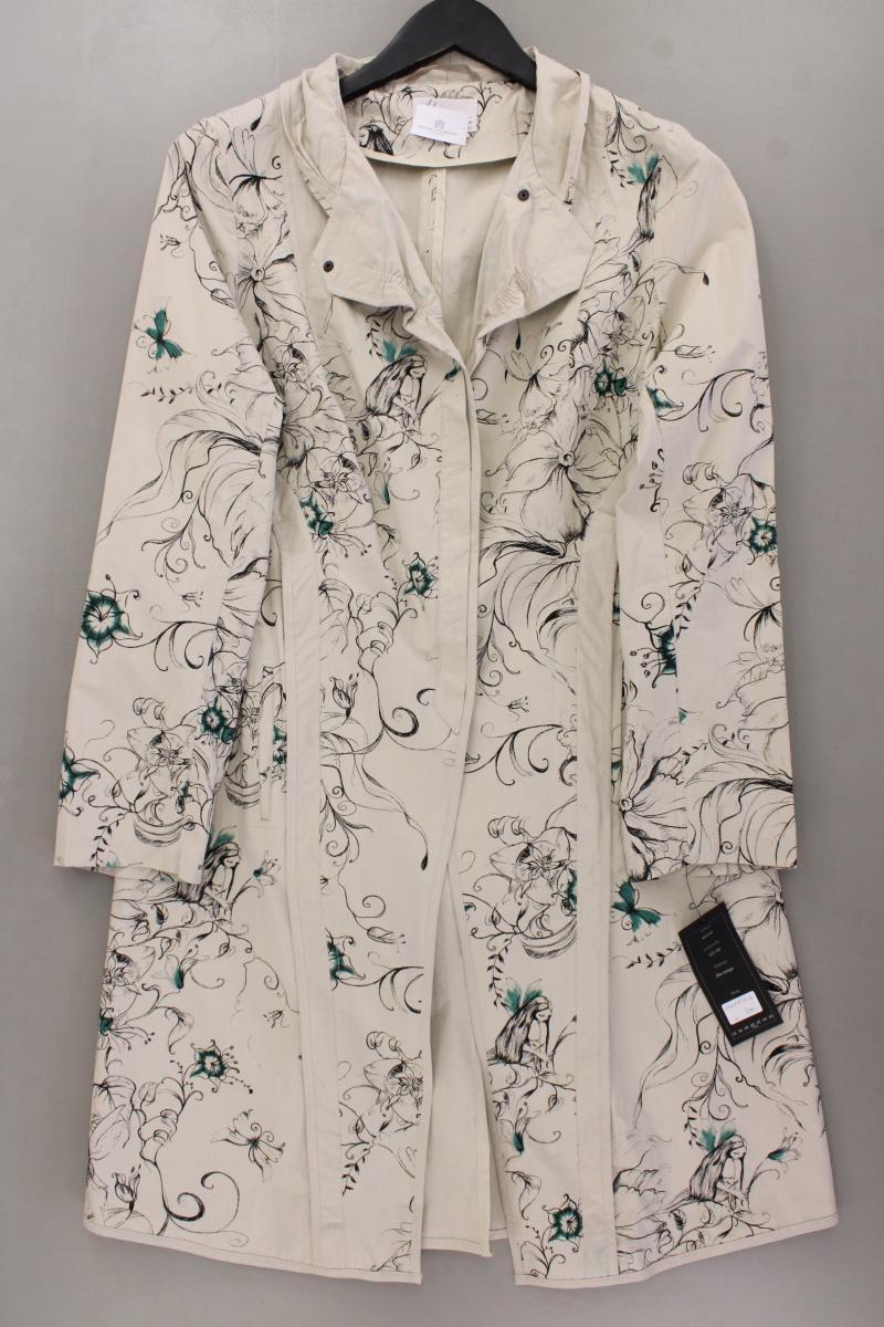 Beate Heymann Übergangsmantel Gr. 40 mit Blumenmuster neu mit Etikett creme