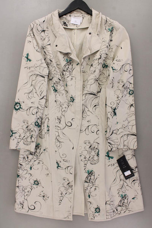 Beate Heymann Übergangsmantel Gr. 40 mit Blumenmuster neu mit Etikett creme