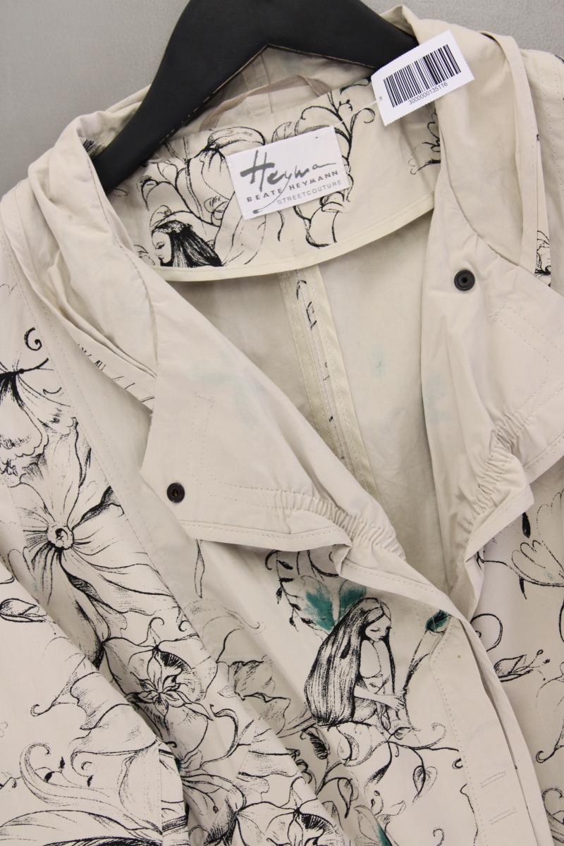 Beate Heymann Übergangsmantel Gr. 40 mit Blumenmuster neu mit Etikett creme