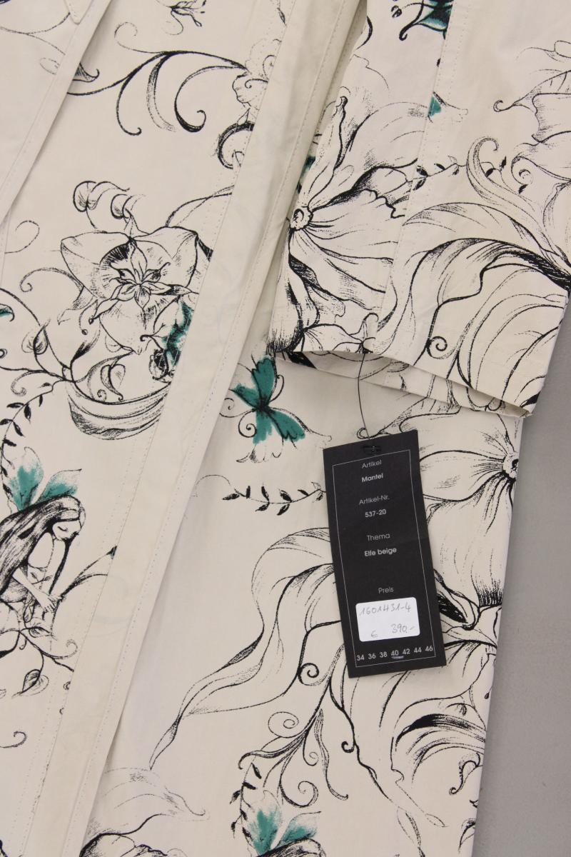 Beate Heymann Übergangsmantel Gr. 40 mit Blumenmuster neu mit Etikett creme