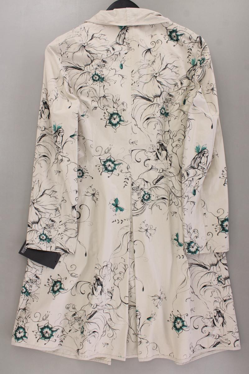 Beate Heymann Übergangsmantel Gr. 40 mit Blumenmuster neu mit Etikett creme