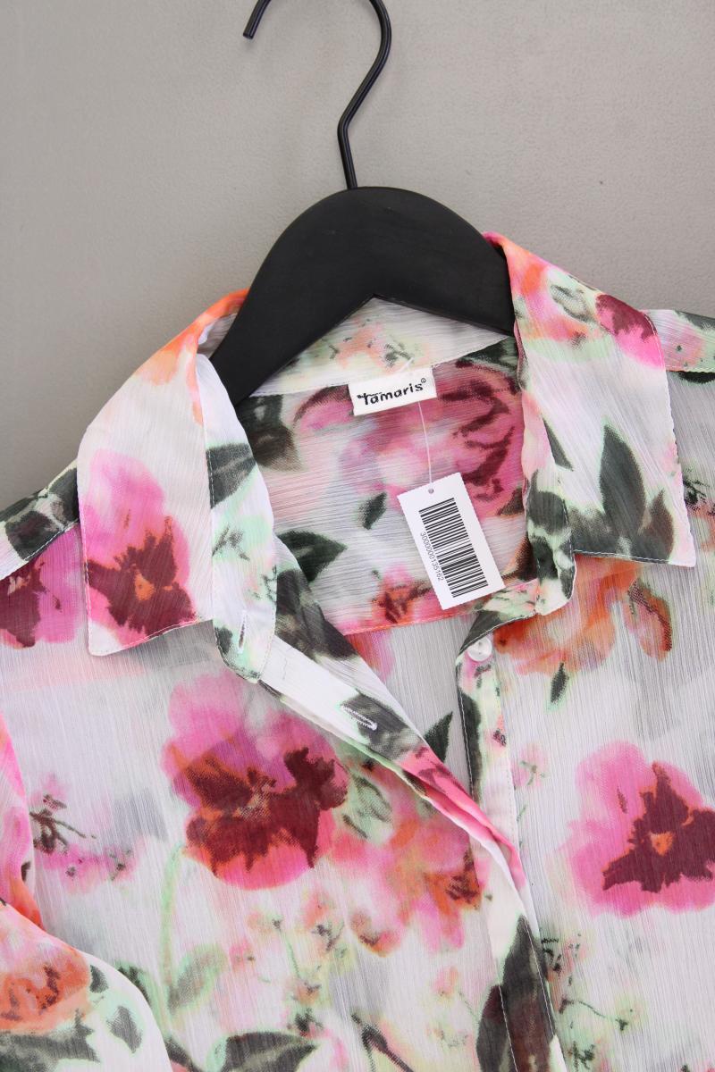 Tamaris Langarmbluse Gr. 36 mit Blumenmuster mehrfarbig