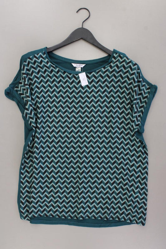 Zabaione Kurzarmbluse Gr. XXL geometrisches Muster blau aus Viskose