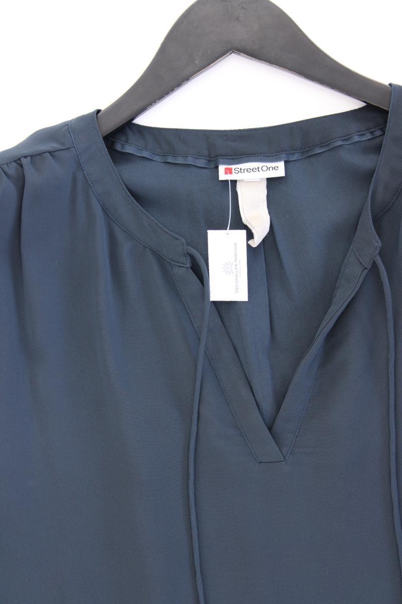 Street One Chiffonbluse Gr. 42 neuwertig Kurzarm grün aus Polyester