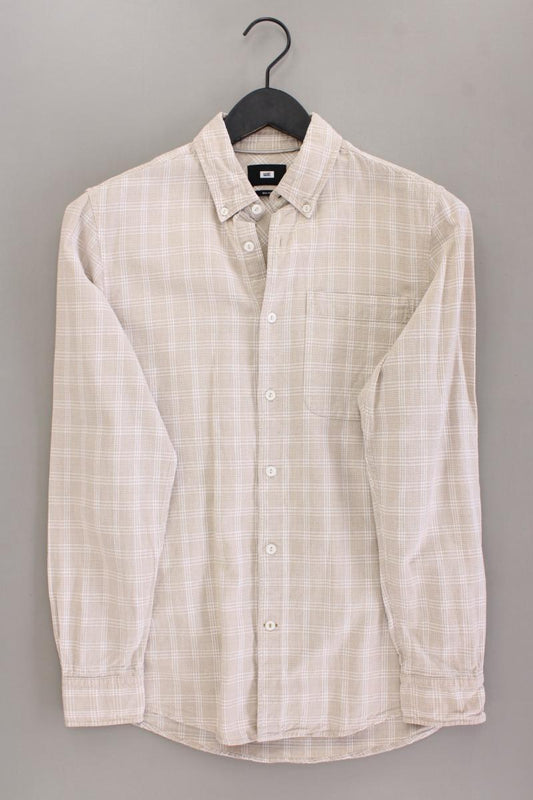 WE Fashion Langarmhemd für Herren Gr. S creme aus Baumwolle
