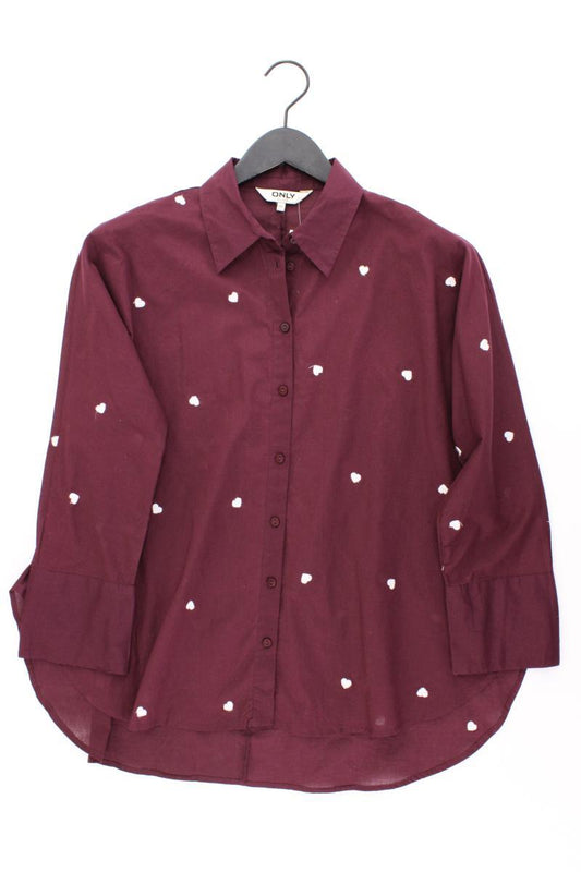 Only Bluse mit Herzmuster Gr. XS Langarm lila aus Baumwolle