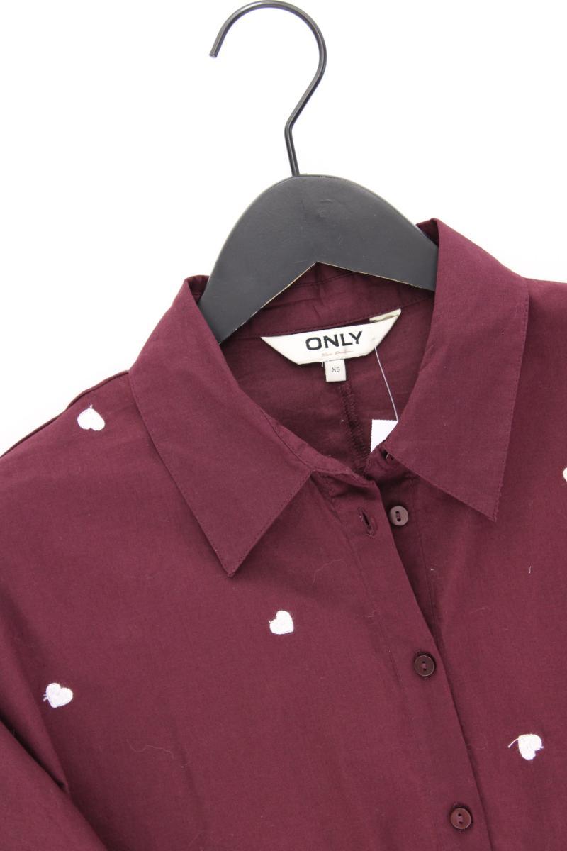 Only Bluse mit Herzmuster Gr. XS Langarm lila aus Baumwolle