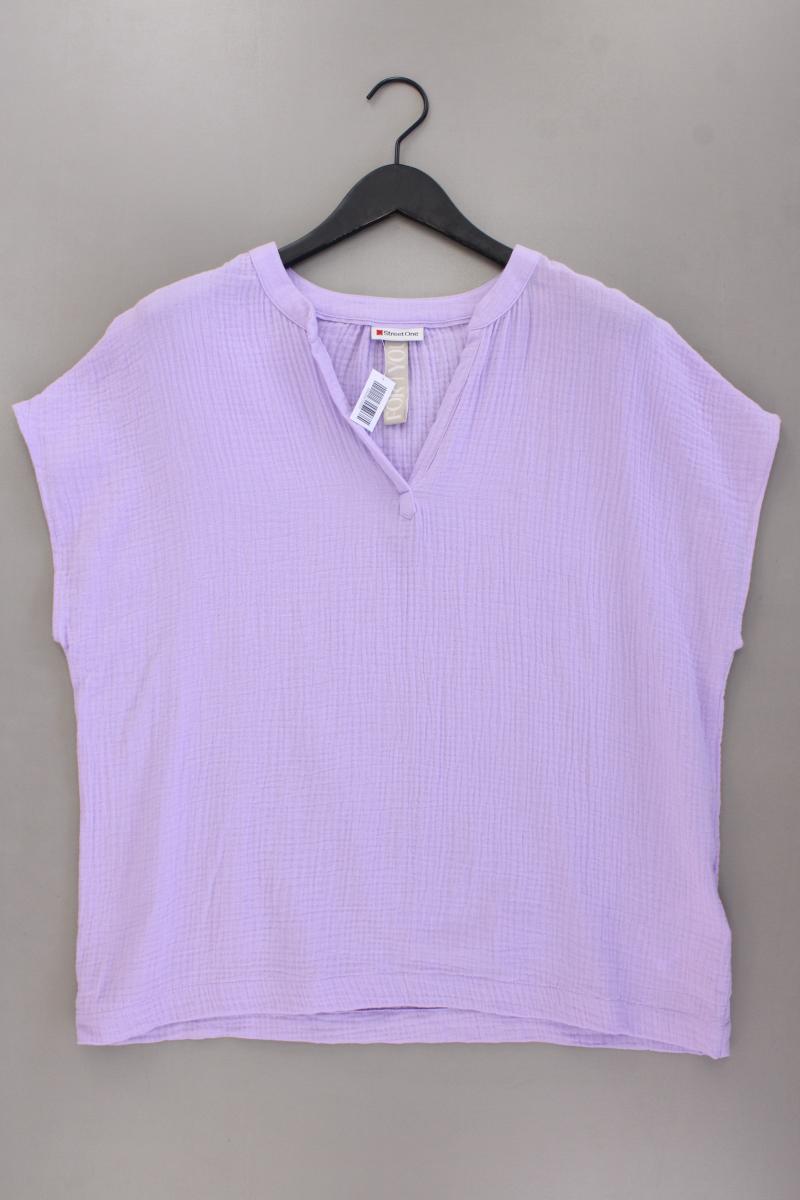 Street One Bluse Fliederfarben Gr. 42 Kurzarm lila aus Baumwolle