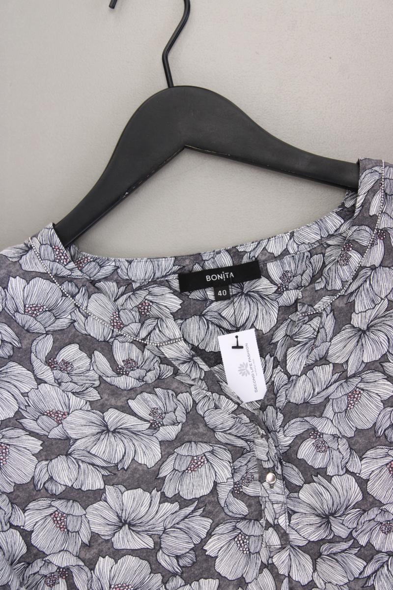 Bonita Classic Bluse Gr. 40 mit Blumenmuster neuwertig 3/4 Ärmel grau