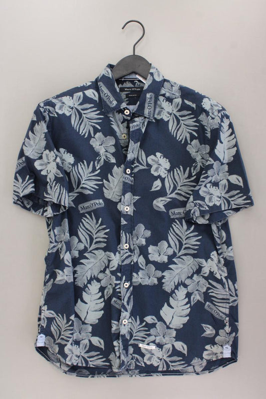 Marc O'Polo Kurzarmhemd für Herren Gr. Hemdgröße 39/40 mit Blumenmuster blau