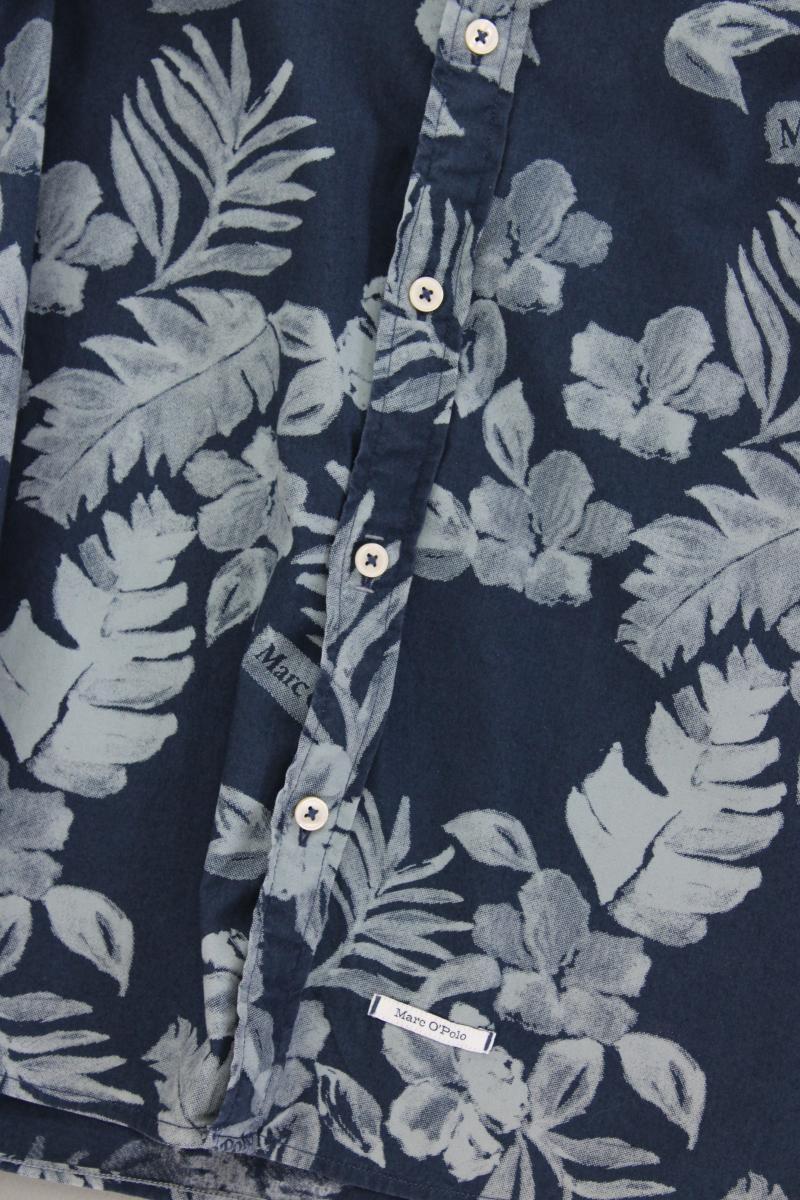 Marc O'Polo Kurzarmhemd für Herren Gr. Hemdgröße 39/40 mit Blumenmuster blau