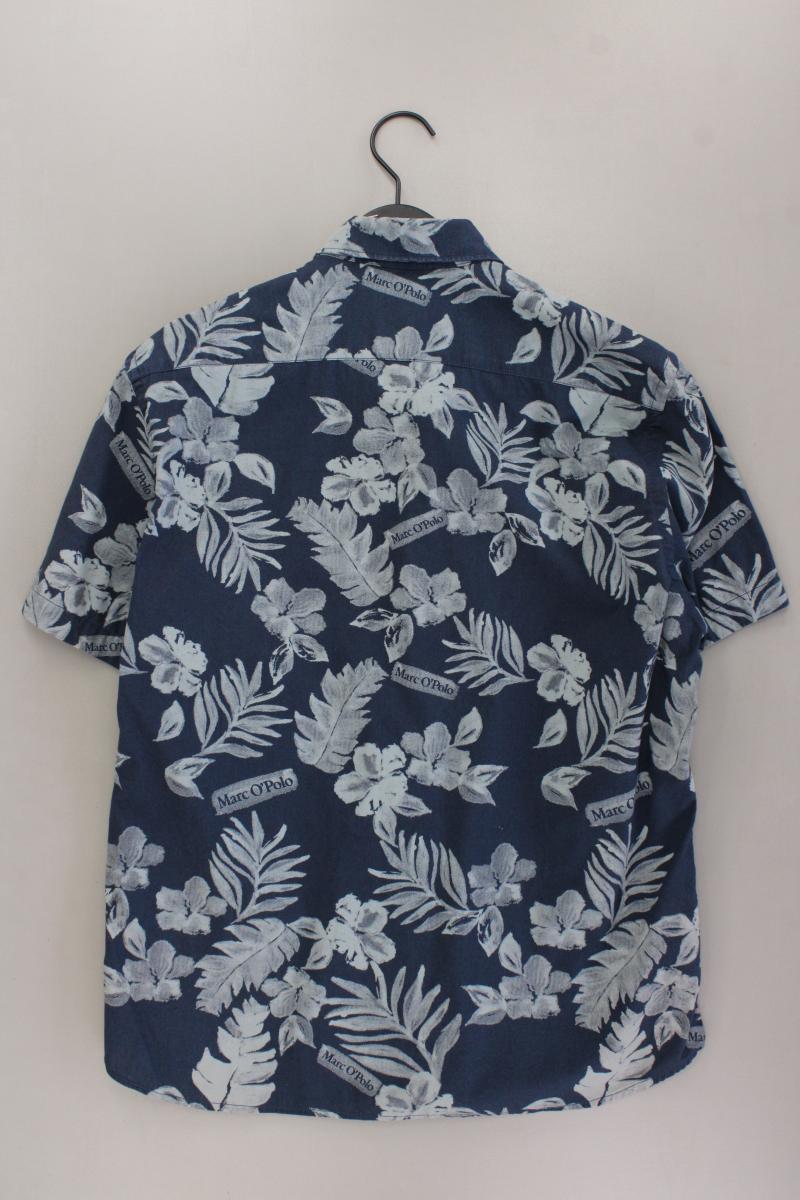 Marc O'Polo Kurzarmhemd für Herren Gr. Hemdgröße 39/40 mit Blumenmuster blau