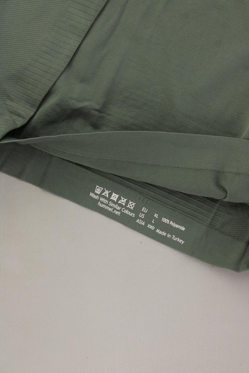 hummel Sportshirt für Herren Gr. L neuwertig Langarm olivgrün aus Polyamid
