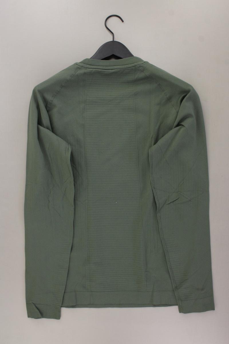 hummel Sportshirt für Herren Gr. L neuwertig Langarm olivgrün aus Polyamid