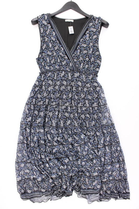 MAX STUDIO Chiffonkleid Gr. 38 mit Blumenmuster Ärmellos blau