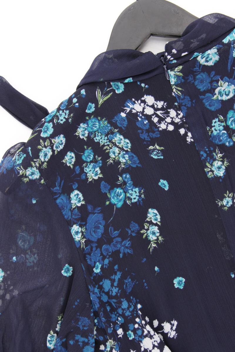 DKNY Chiffonkleid Gr. 40 mit Blumenmuster Kurzarm blau aus Polyester