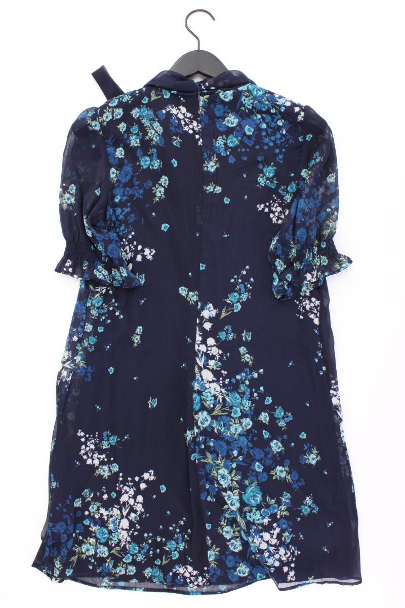 DKNY Chiffonkleid Gr. 40 mit Blumenmuster Kurzarm blau aus Polyester