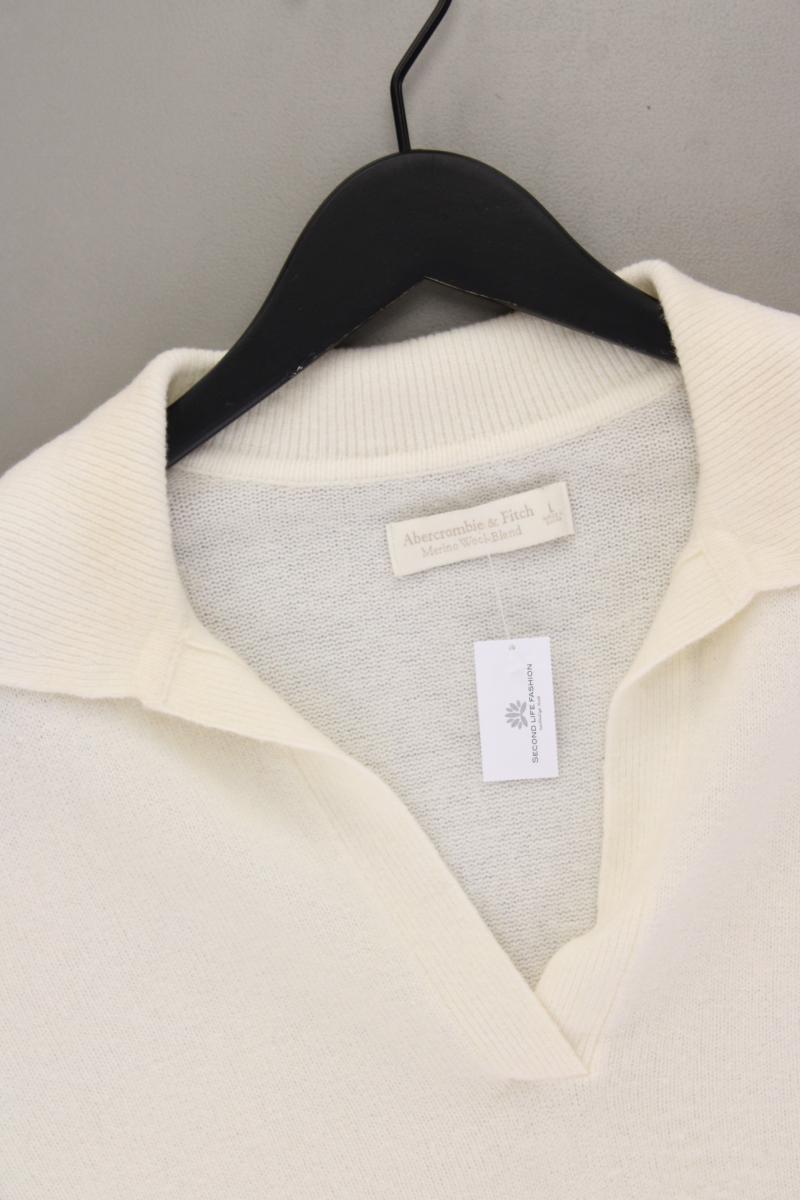 Abercrombie & Fitch Strickshirt mit Wolle Gr. L Kurzarm creme
