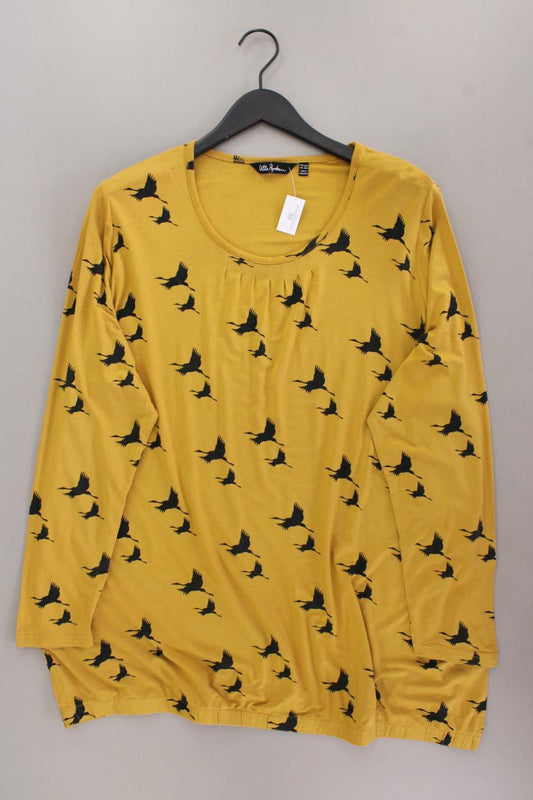 Ulla Popken Shirt mit Vogelmuster Gr. 50/52 Langarm gelb aus Viskose