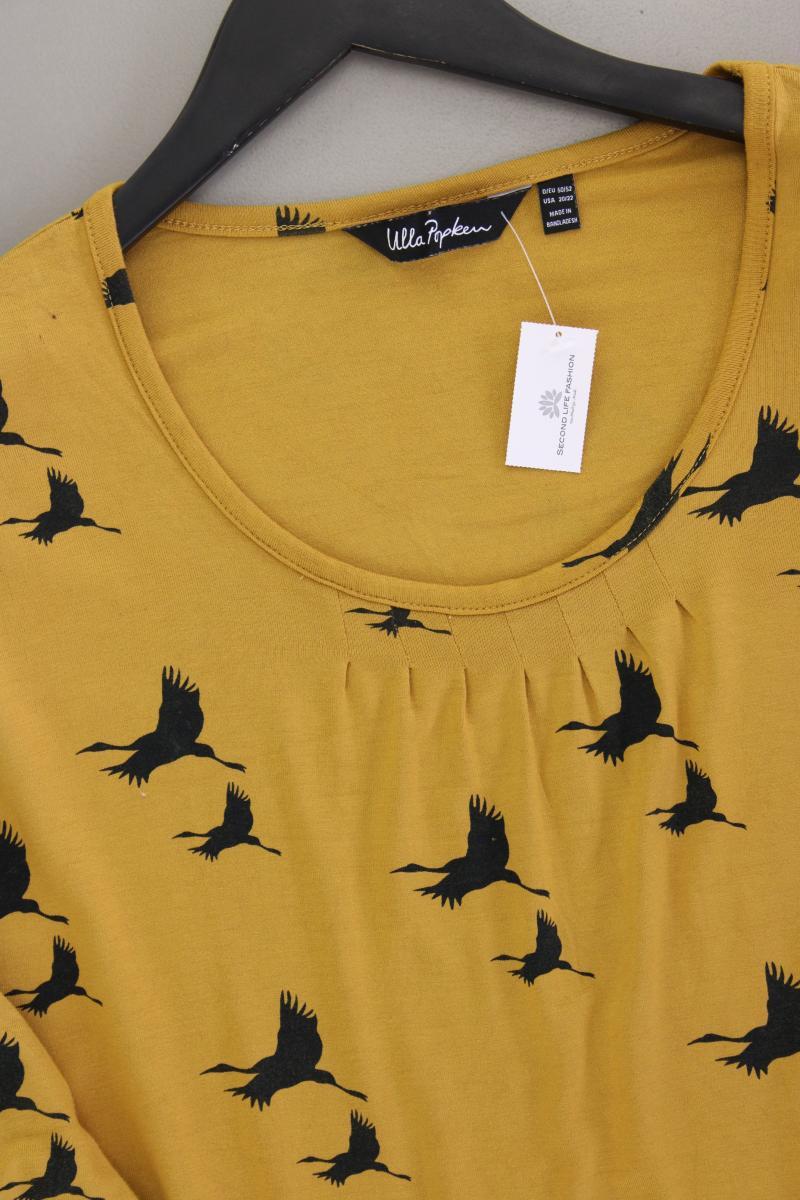 Ulla Popken Shirt mit Vogelmuster Gr. 50/52 Langarm gelb aus Viskose