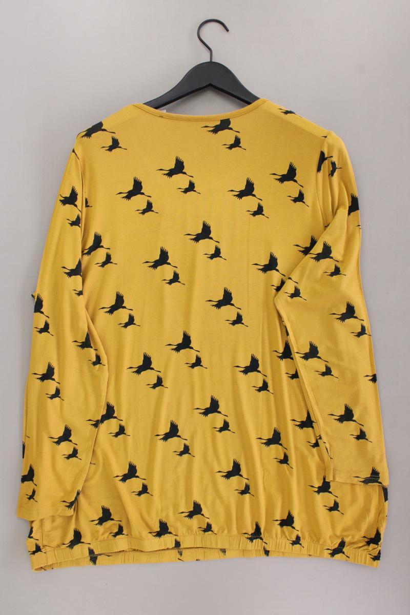 Ulla Popken Shirt mit Vogelmuster Gr. 50/52 Langarm gelb aus Viskose