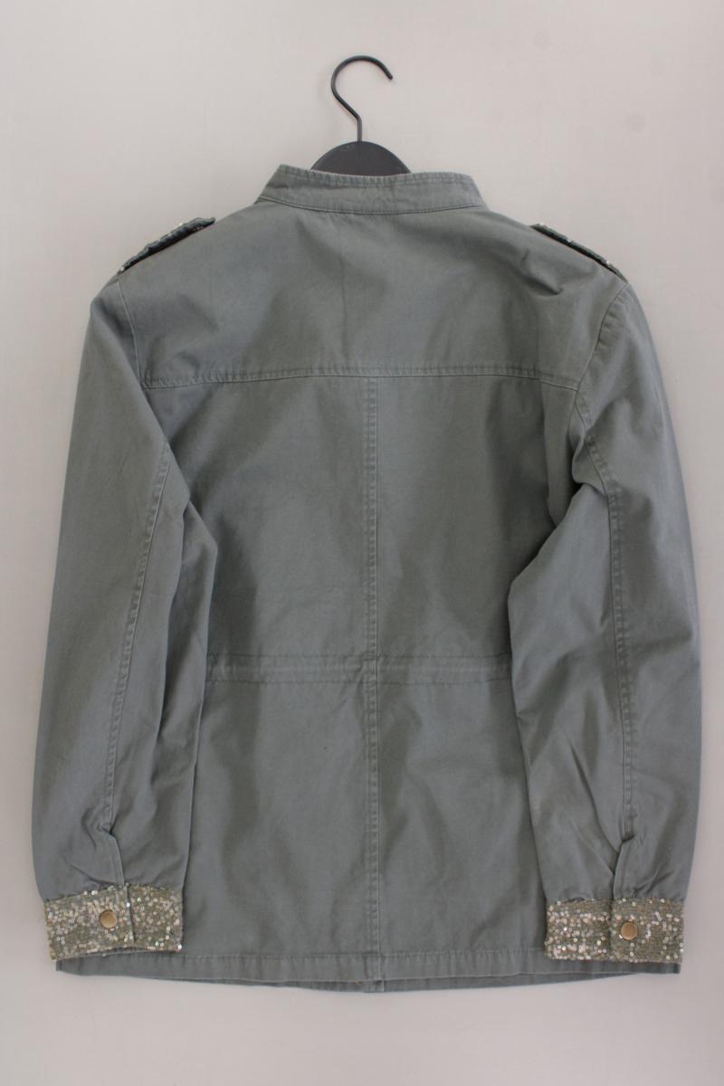 Aniston Übergangsjacke Gr. 38 neuwertig mit Pailletten olivgrün aus Baumwolle