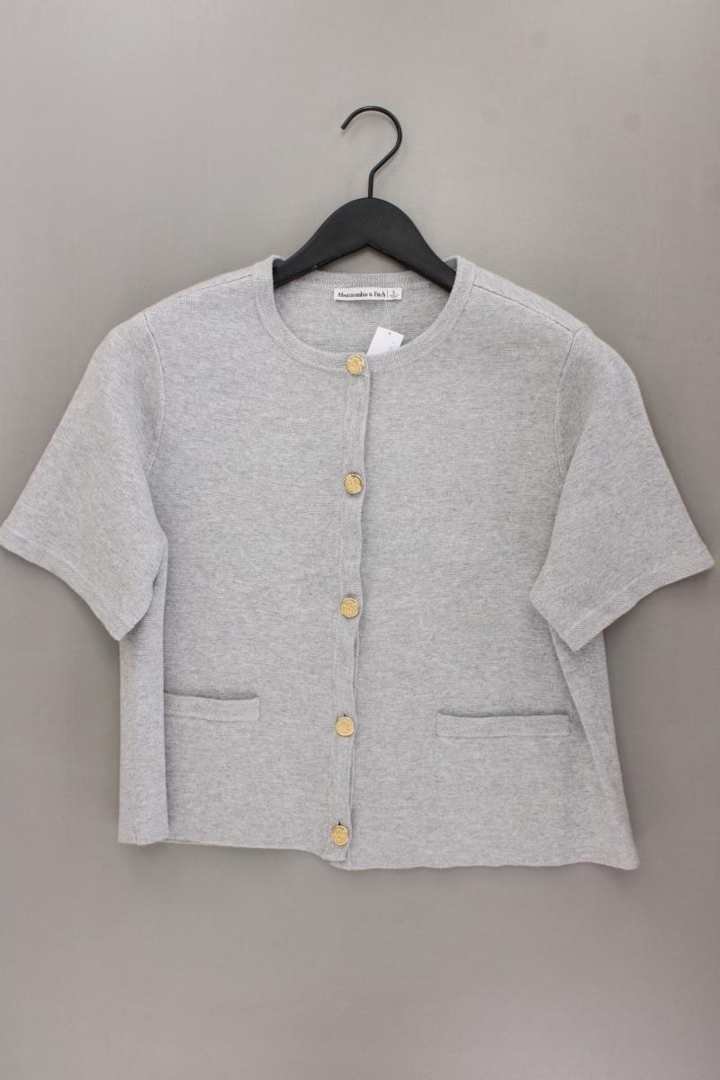 Abercrombie & Fitch Kurzarm Cardigan Gr. L neuwertig grau aus Viskose
