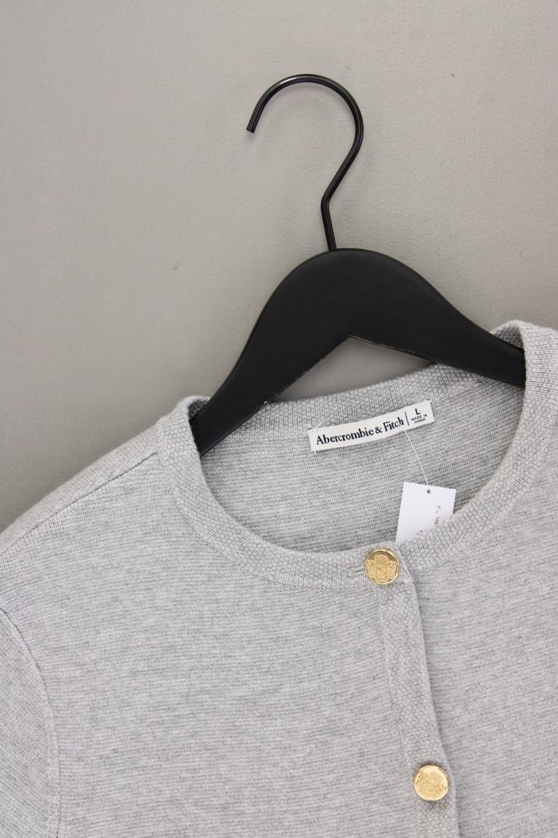 Abercrombie & Fitch Kurzarm Cardigan Gr. L neuwertig grau aus Viskose