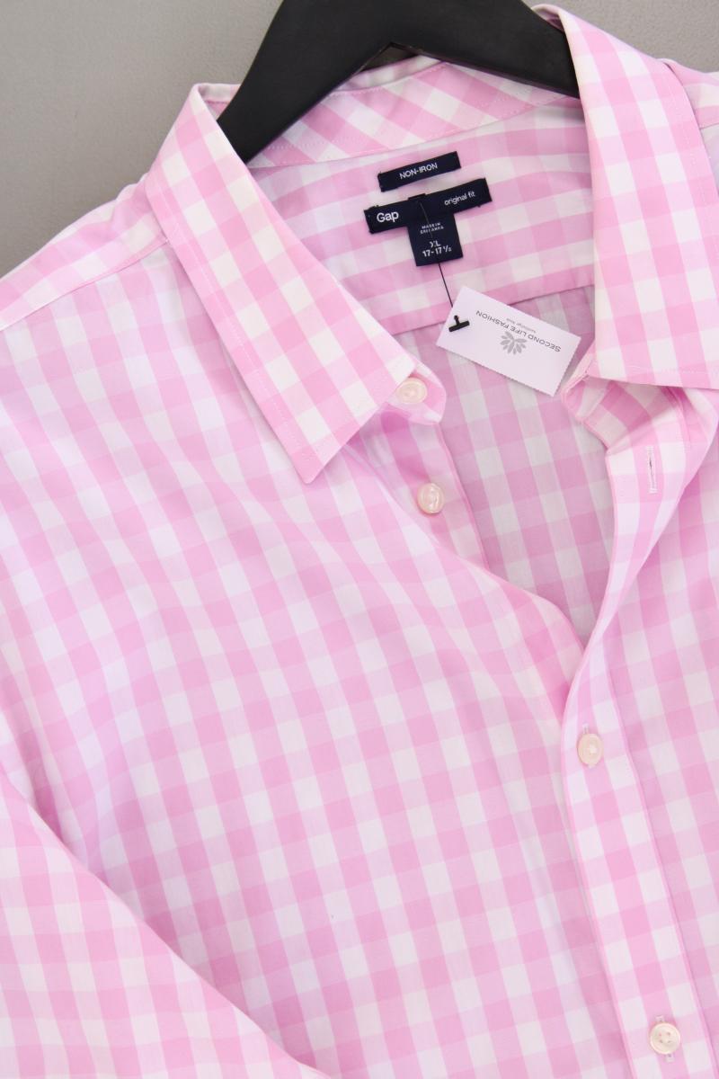 GAP Karohemd für Herren Gr. XL kariert Langarm pink aus Baumwolle