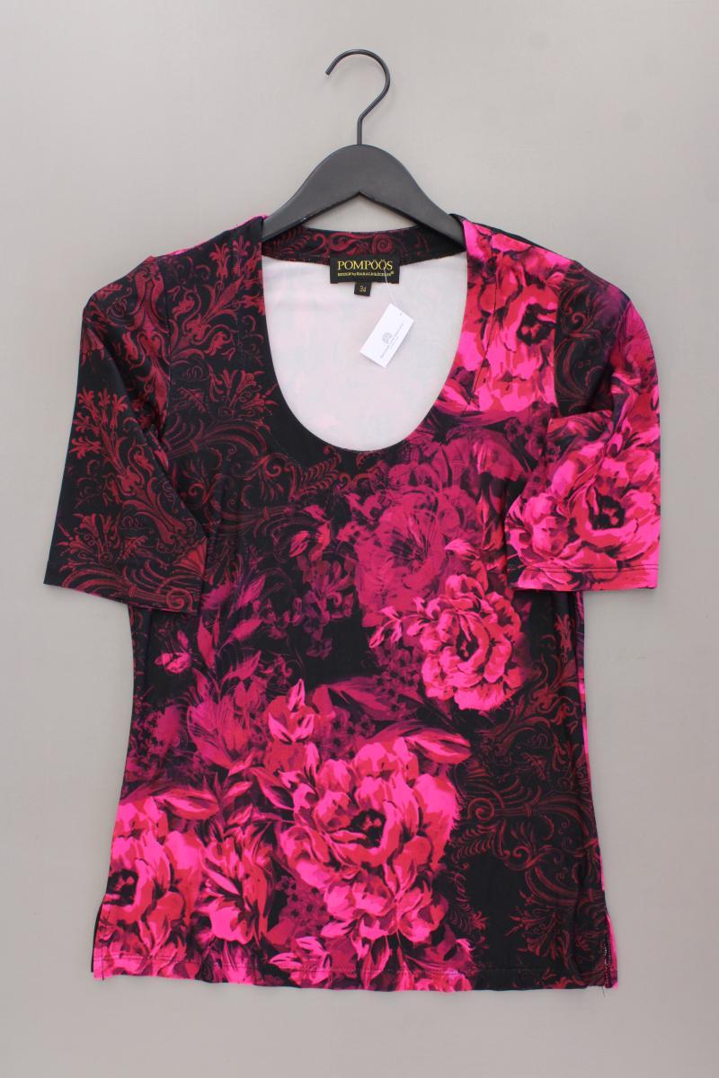 POMPÖÖS by Harald Glööckler Printshirt Gr. 34 mit Blumenmuster Kurzarm pink