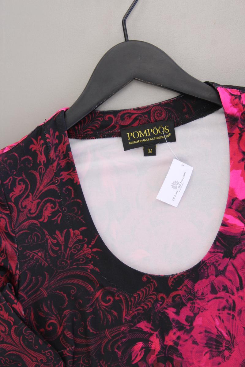 POMPÖÖS by Harald Glööckler Printshirt Gr. 34 mit Blumenmuster Kurzarm pink