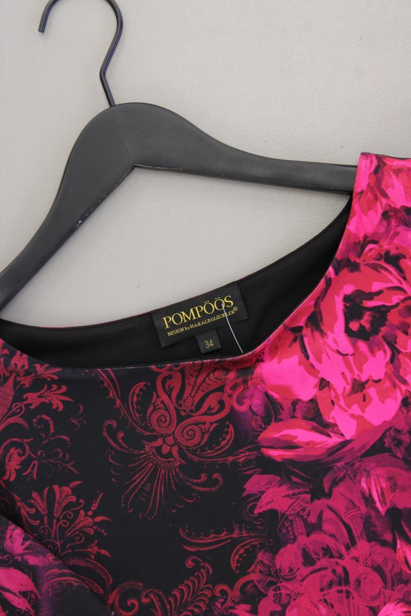 POMPÖÖS by Harald Glööckler Midikleid Gr. 34 mit Blumenmuster 3/4 Ärmel pink