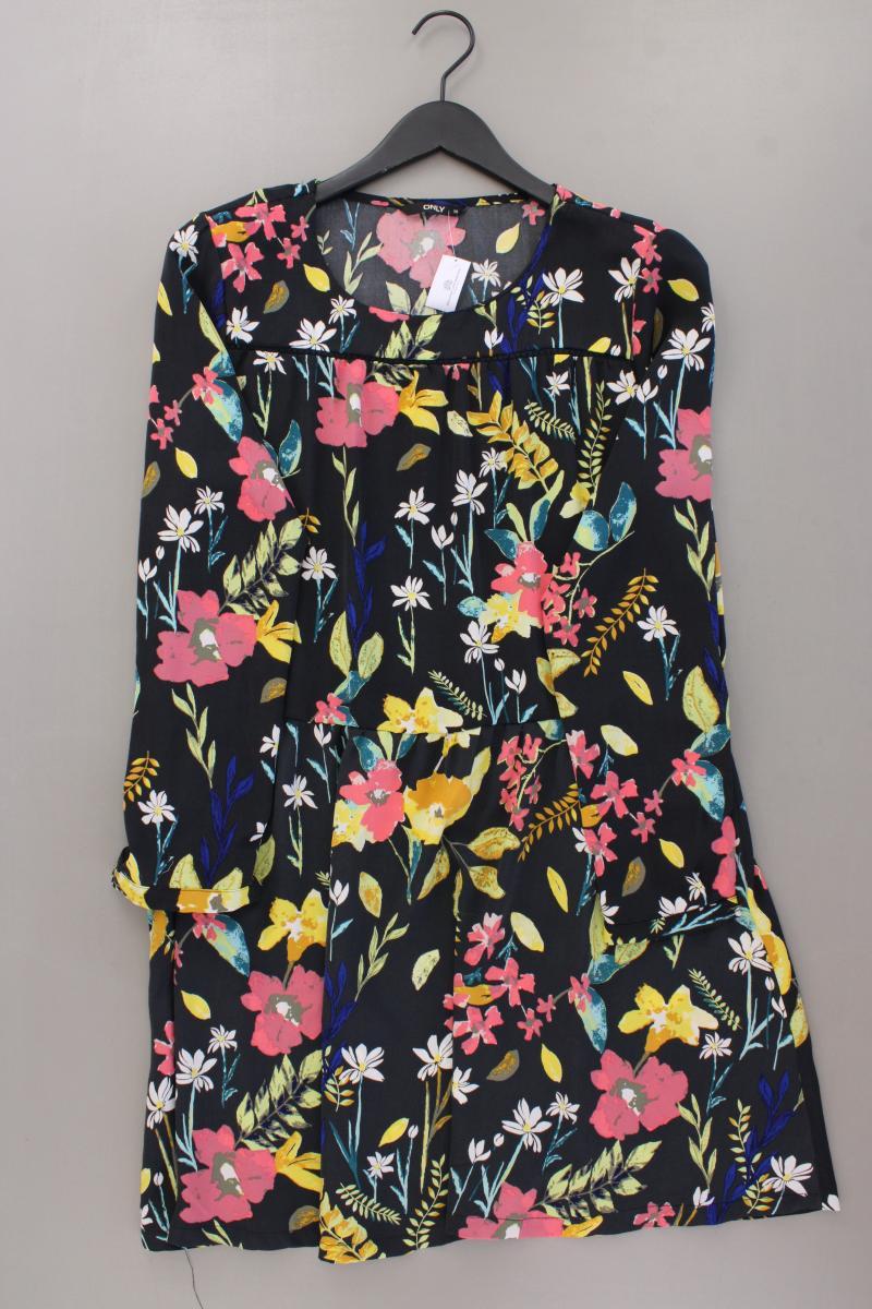 Only Sommerkleid Gr. 38 mit Blumenmuster Langarm mehrfarbig aus Polyester