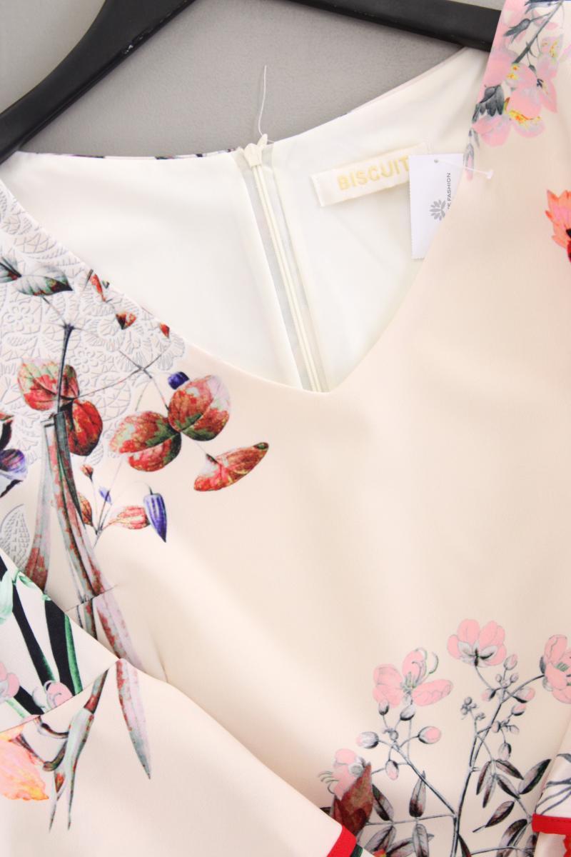 Midikleid Gr. 38 mit Blumenmuster Trompetenärmel mehrfarbig aus Polyester