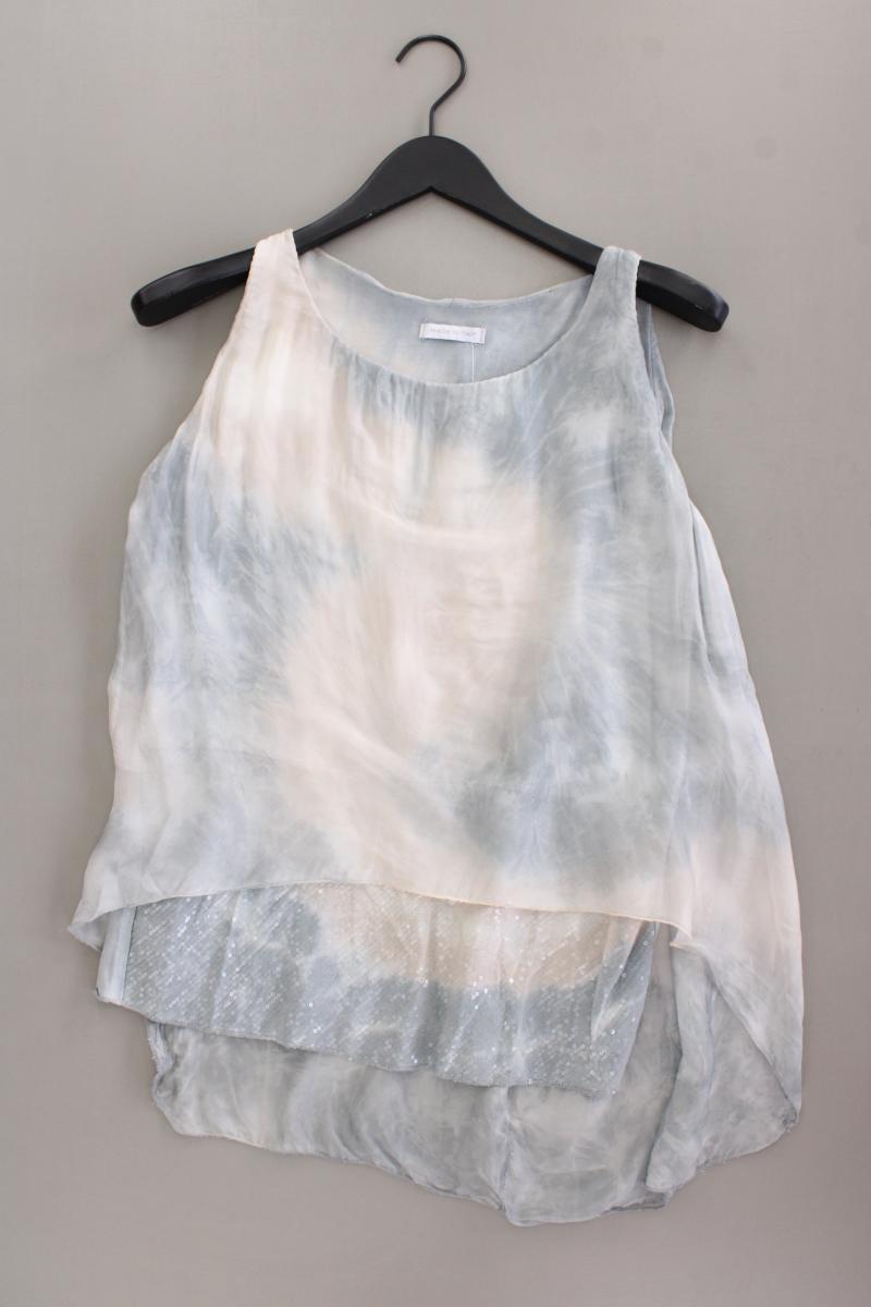 Seidenbluse Gr. M mit Batikmuster Ärmellos blau