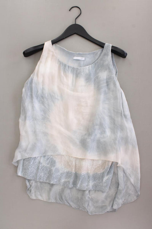 Seidenbluse Gr. M mit Batikmuster Ärmellos blau